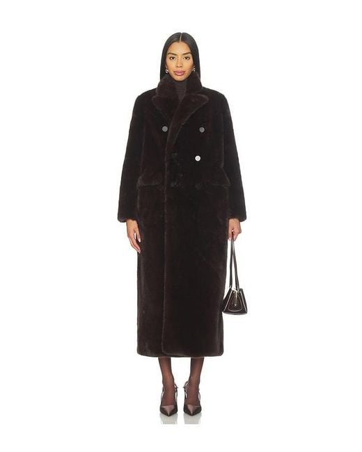 Susanna Chow Black Yvonne Faux Fur Coat