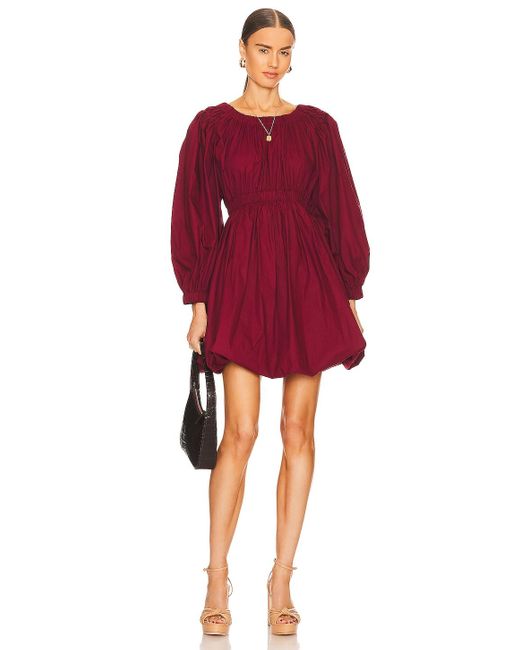 Ulla Johnson Cotton Martine Mini Dress In Bordeaux Red Lyst