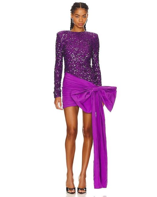 ROTATE BIRGER CHRISTENSEN Purple Bow Mini Dress