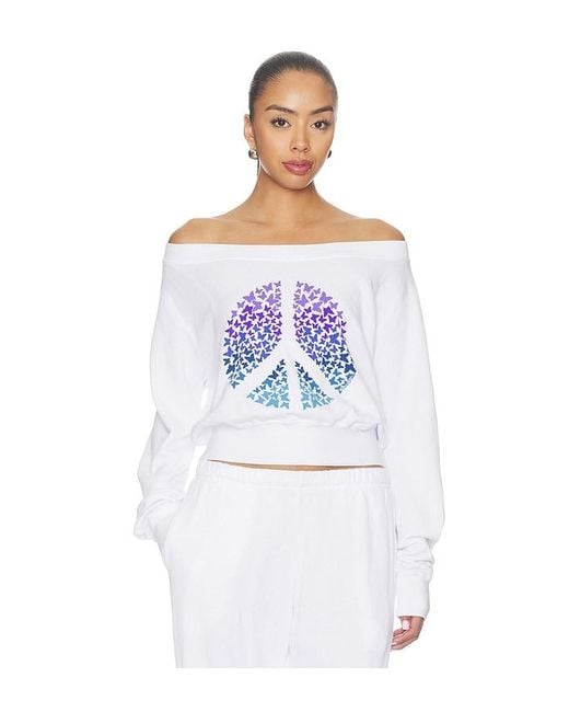 Lauren Moshi White Bronwyn Off The Shoulder Sweatshirt