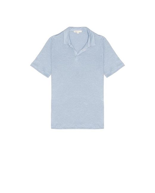 Onia Blue Shaun Stretch Linen Polo for men
