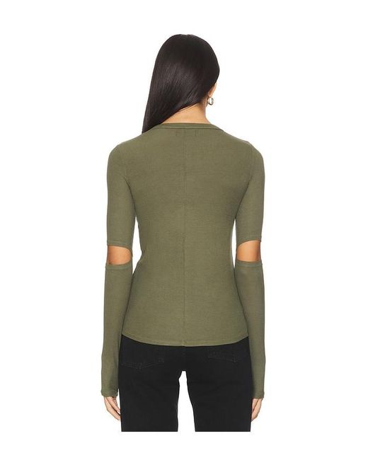 Michael Lauren Green Solomon Long Sleeve Fitted Tee