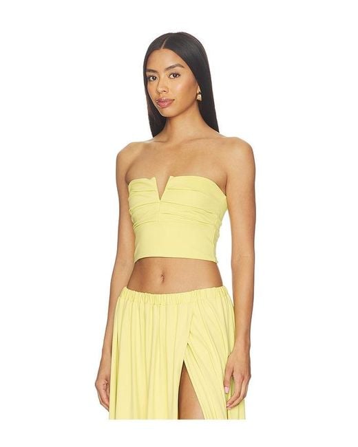 Susana Monaco Yellow V Wire Pleated Crop Tube