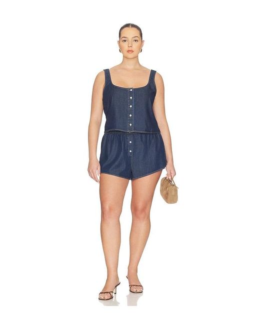 GOOD AMERICAN Blue Denim Button Front Tank Top