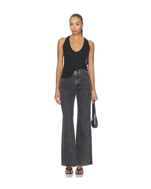 Veronica Beard Black Grant High Rise Wide Leg Jeans