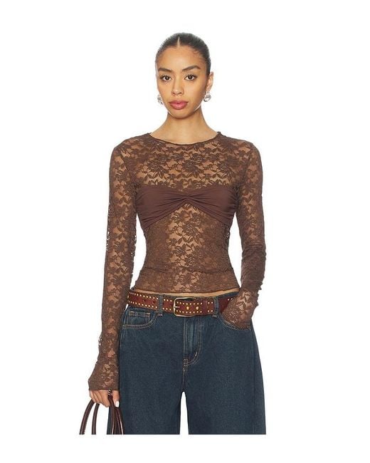 Lioness Blue Midnight Lace Long Sleeve Top