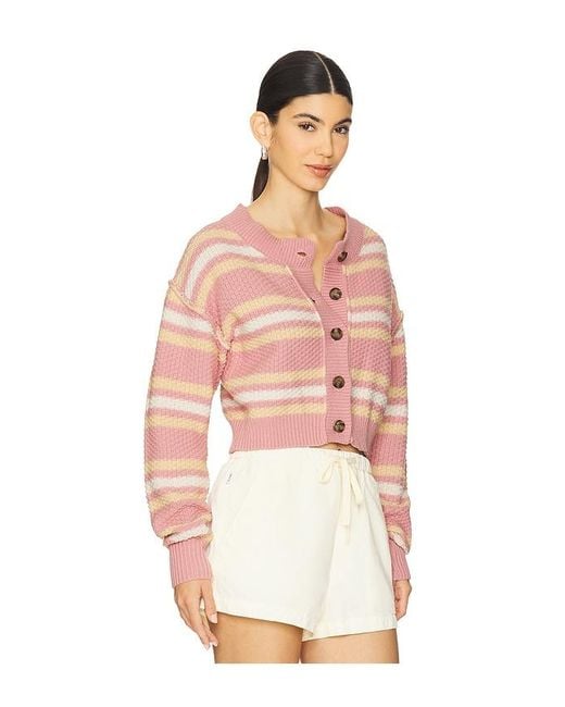Free People Pink Lila Stripe Cardi