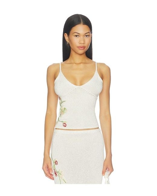 Asta Resort White Carolina Embroidered Camisole