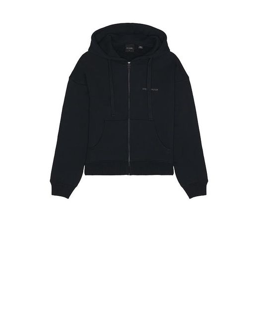Daily Paper Black Boxy Zip Up Hoodie for men