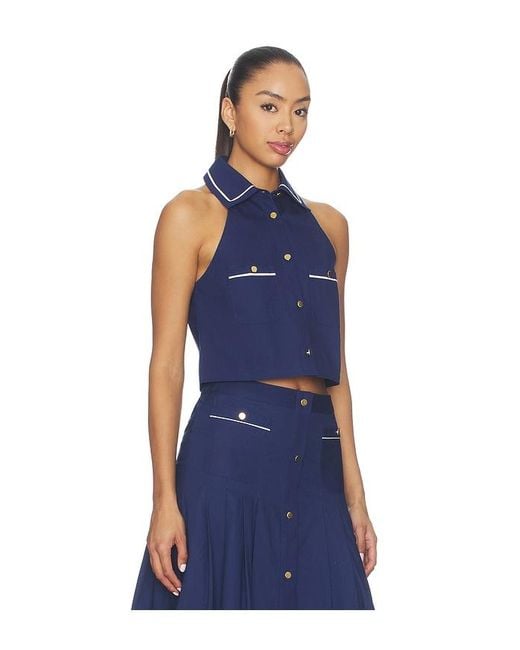 SER.O.YA Blue Yumi Poplin Top