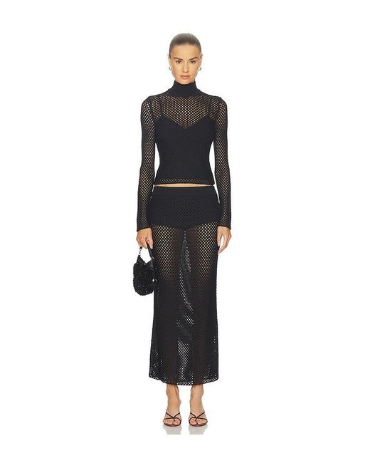 Jonathan Simkhai Black Demitri Midi Skirt