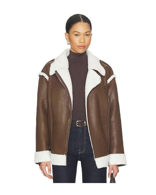SNDY'S Brown London Oversized Biker Jacket