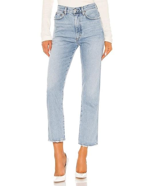 Agolde Blue Pinch Waist High Rise Kick Jeans