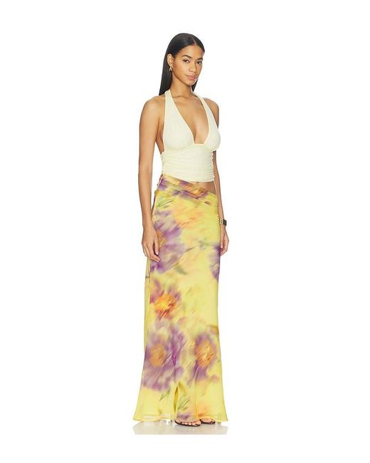 Runaway the Label Metallic Alexis Halter Cut Out Maxi Dress