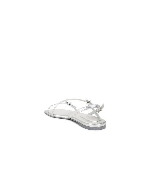 Jonathan Simkhai White Carey Metallic Strappy Flat Sandal