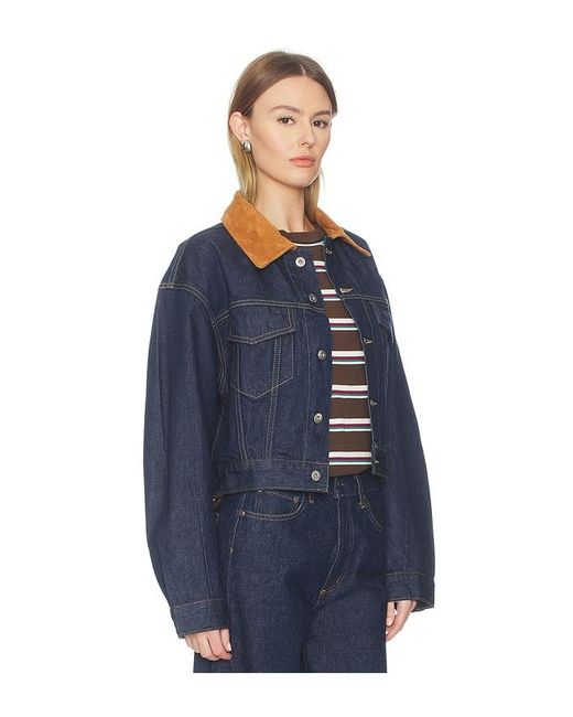 SLVRLAKE Denim Blue Kira Curve Sleeve Trucker