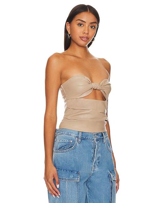 Lovers + Friends Blue Daxton Faux Leather Top