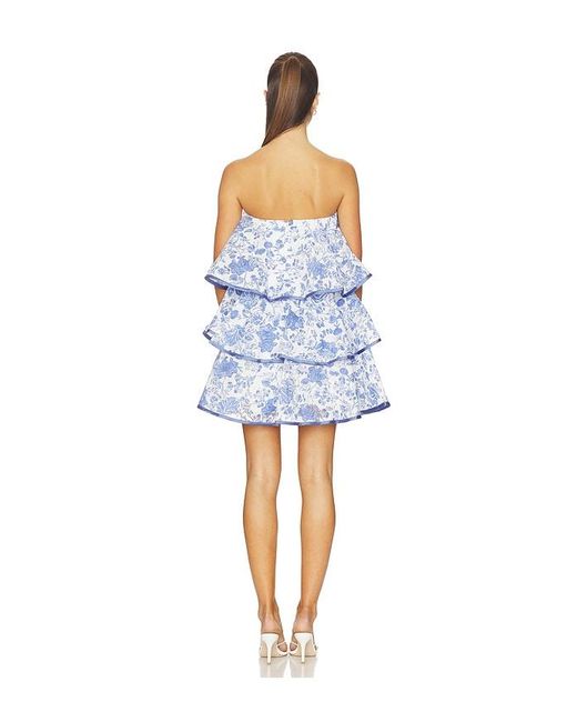 Elliatt Blue Elin Strapless Frilled Mini Dress