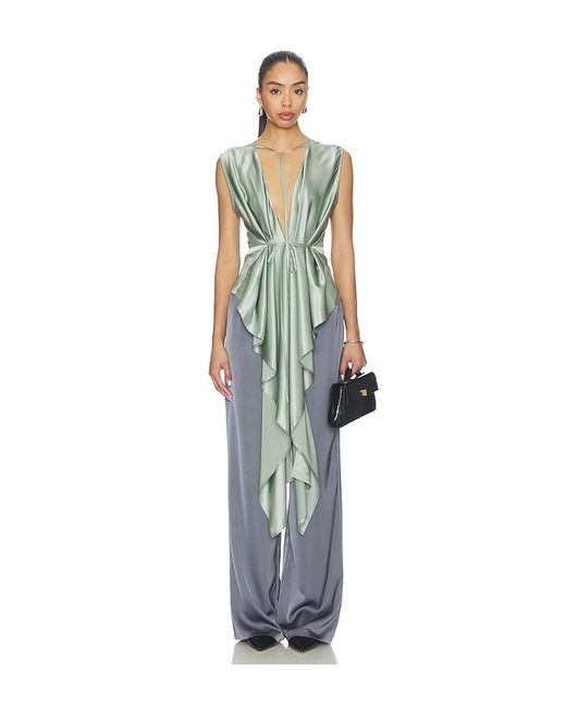 Helmut Lang Blue Scarf Drape Top