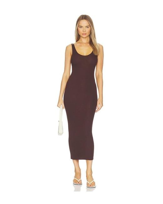 Enza Costa Brown Silk Knit Tank Maxi Dress