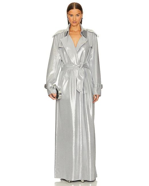 Norma Kamali Gray Double Breasted Trench To Floor