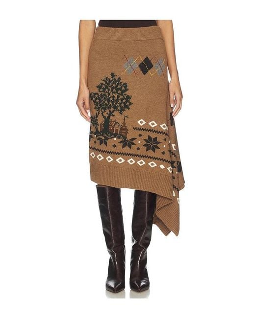 Monse Natural Mixed Fair Isle Midi Skirt
