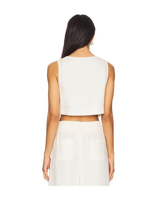 WeWoreWhat White Boxy Linen Boatneck Top
