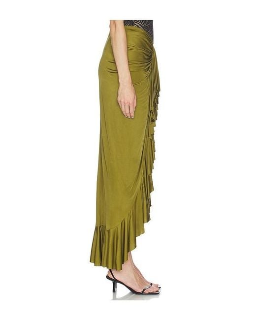 Atlein Green Ruffle Long Skirt