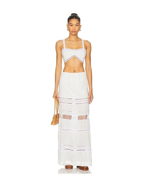 SWF White Tiered Lace Maxi Skirt