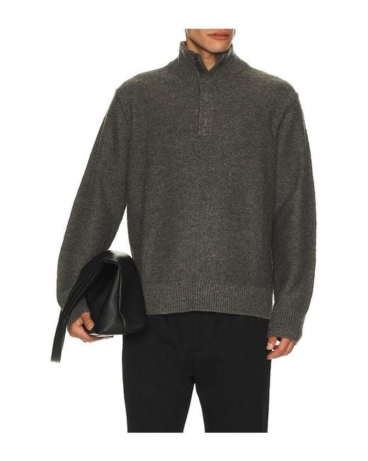 PAIGE Black Kotoni Snap Collar Sweater for men