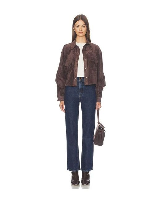 Blank NYC Blue Cropped Fringe Jacket