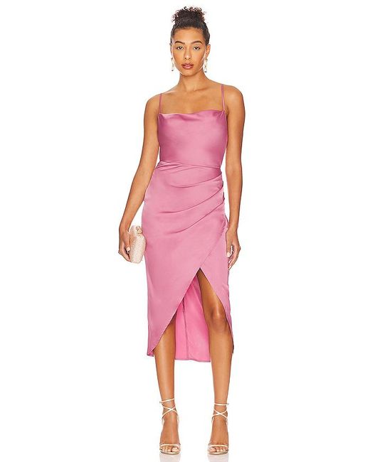 MORE TO COME Pink Adonia Wrap Midi Dress