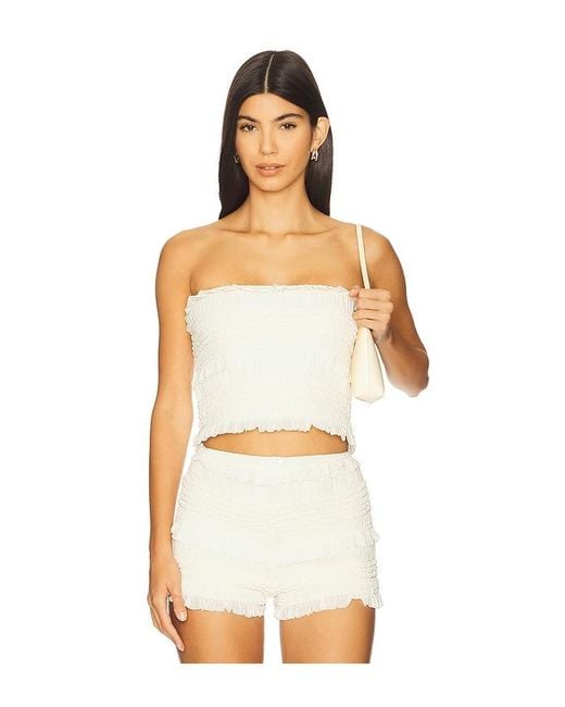 Stone Cold Fox White X Revolve Smocked Faye Top