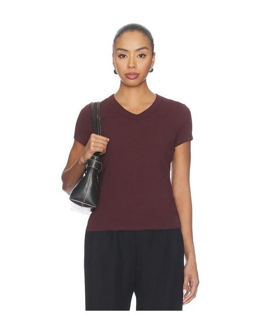 Veronica Beard Red Devin V-Neck Tee
