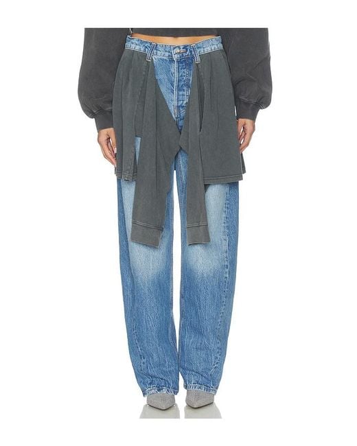 Alexander Wang Blue Slouchy Jean With Tied T-Shirt