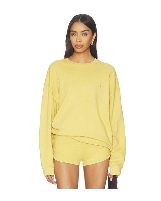 ÉTERNE Yellow Lightweight French Terry Oversized Crewneck Sweatshirt