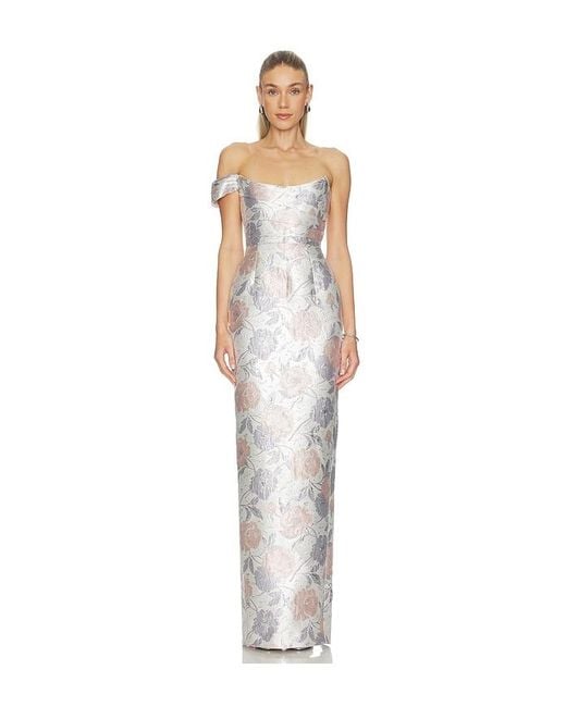 SAU LEE White Jackson Brocade Gown