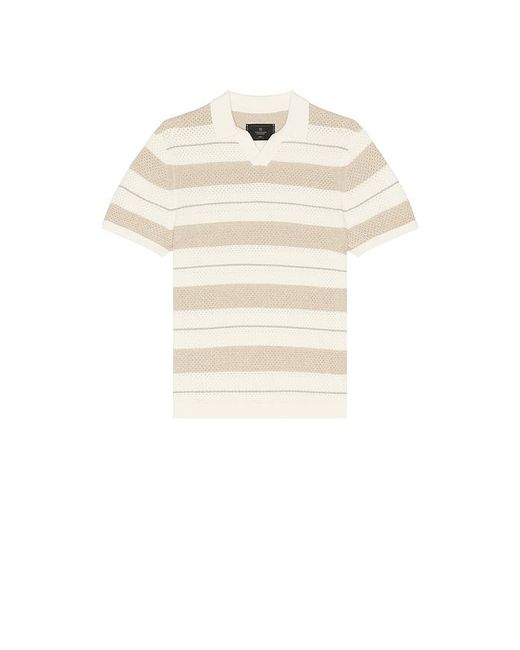 Reigning Champ White Cotton Linen Stripe Victor Polo for men