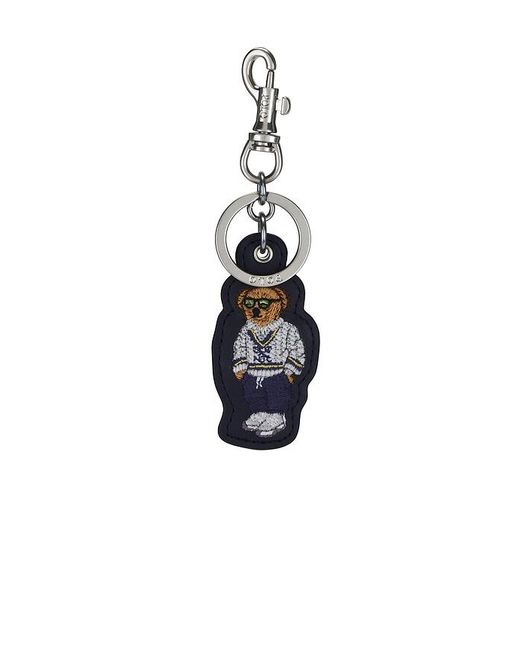 Polo Ralph Lauren Blue Leather Bear Keyfob for men