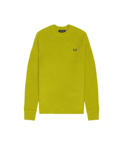 Fred Perry Yellow Lambswool Raglan Jumper for men