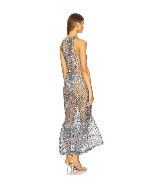 LAPOINTE White Sequin High Low Midi Dress