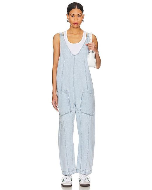 Free People Blue JUMPSUIT HIGH ROLLER