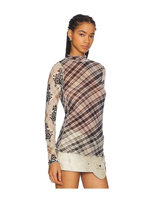 Free People Natural Mesh-Oberteil Chloe