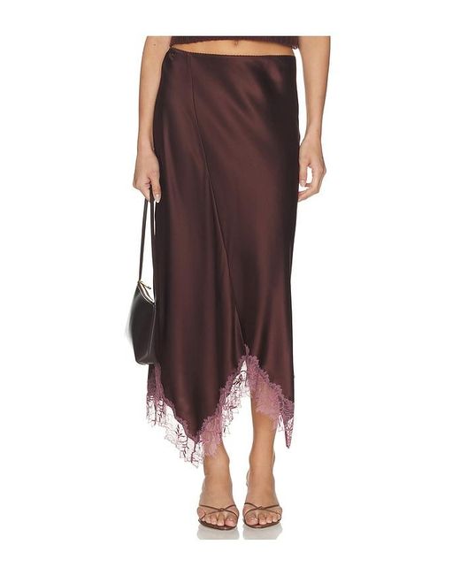 SABLYN Brown Keri Paneled Bias Skirt With Lace
