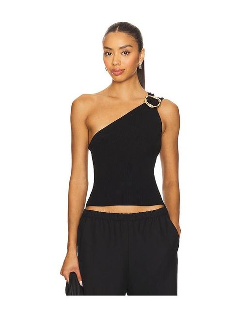 Jonathan Simkhai Black Fenix One Shoulder Top