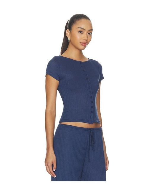 ALL THE WAYS Blue Romee Button Up Tee
