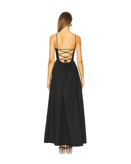 Susana Monaco Black Poplin Lace Up String Maxi Dress