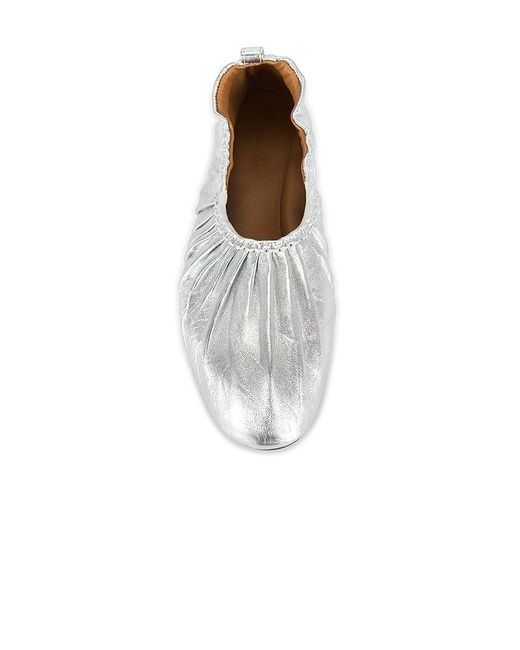 Mansur Gavriel White Ruched Ballerina Flat