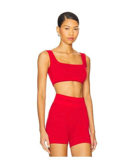Nagnata Red Houndstooth Wool Bralette