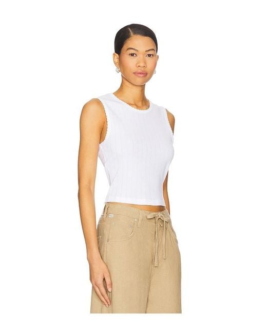 Leset Natural Pointelle Sleeveless Crew Top